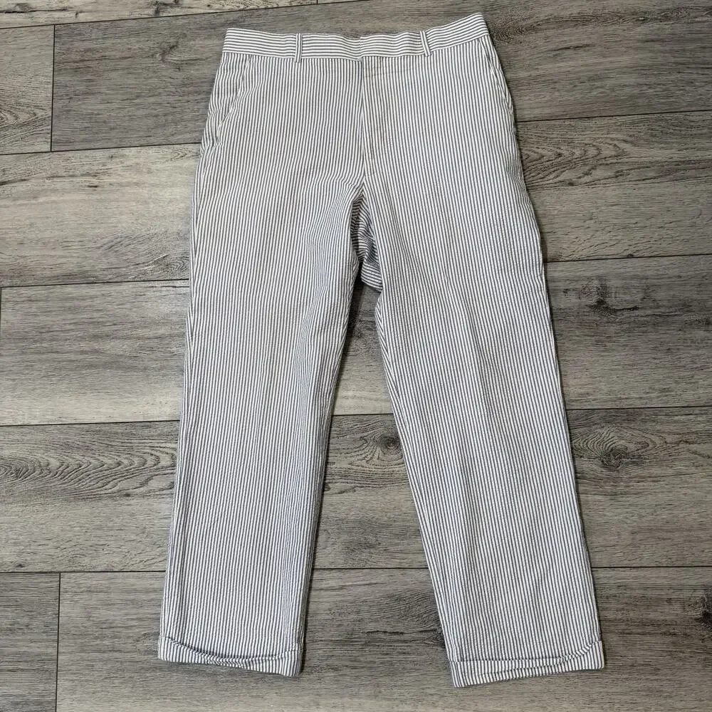 Haspel Frank Stella Seersucker Pants 34x29 Blue White Stripe Summer Wedding